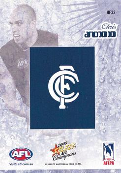 2008 Select AFL Champions - Holographic Foils #HF32 Chris Judd Back